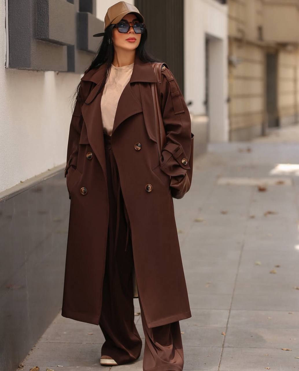 ترنچ کت بلند زنانه | جنس بارانی ضدآب - Image 3